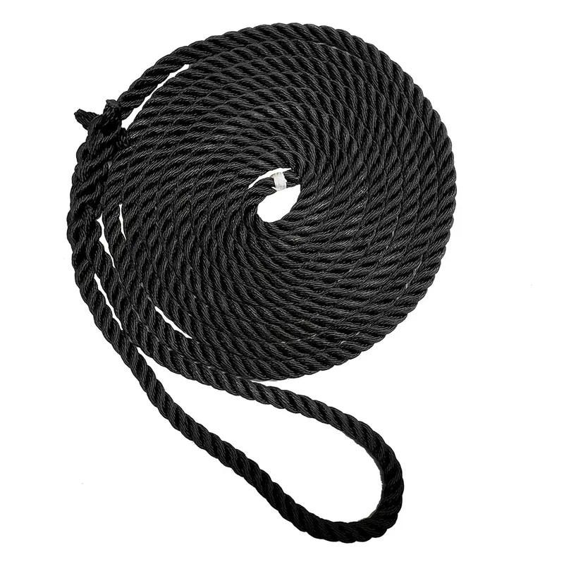 1/2" Black 3-Strand Dock Line – 35 Ft Durable Rope [C6054-16-00035] 1