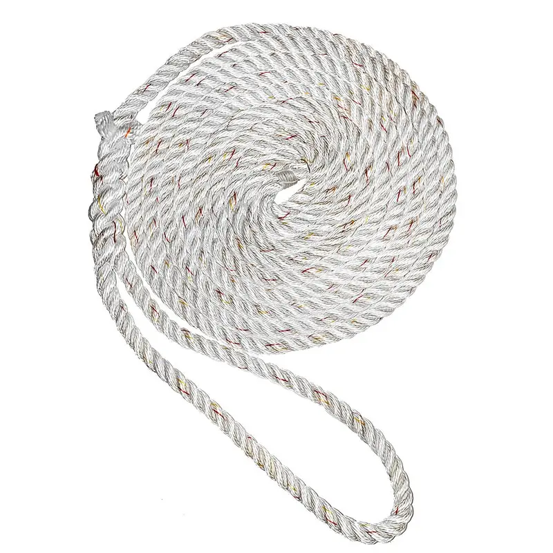 1/2" White 3-Strand Dock Line With Tracer – 15 Ft [C6050-16-00015] 1