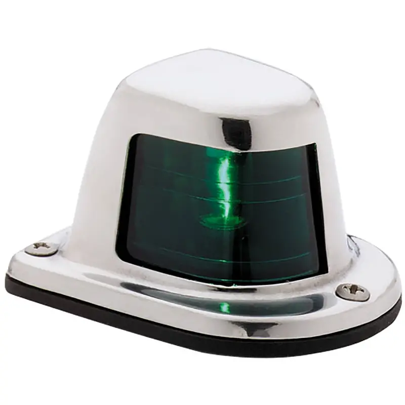 Attwood 12V Green Sidelight – 1-Mile Deck-Mount Navigation Light, Stainless Housing 1