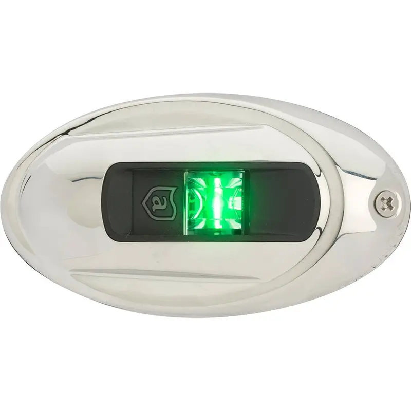 Attwood Lightarmor Oval Starboard Navigation Light – Stainless Steel, 2-Nautical Mile Range 1