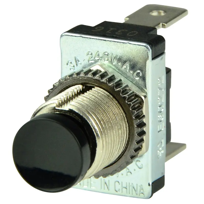 Bep Black Spst Momentary Push Button Switch – Off/(On), Compact Design [1001402] 1