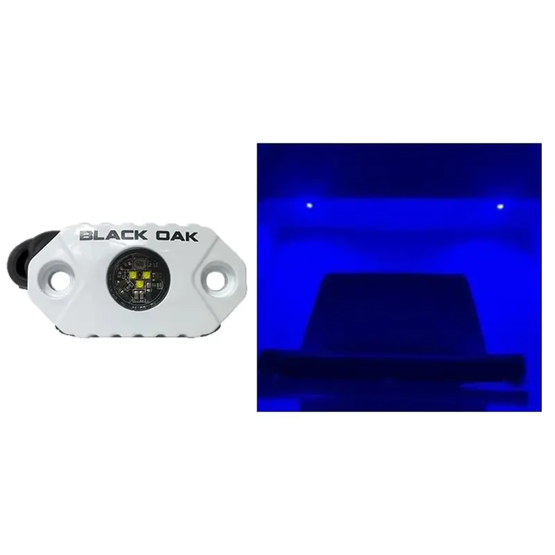 Black Oak Rock Accent Light – Blue Leds, White Housing 1