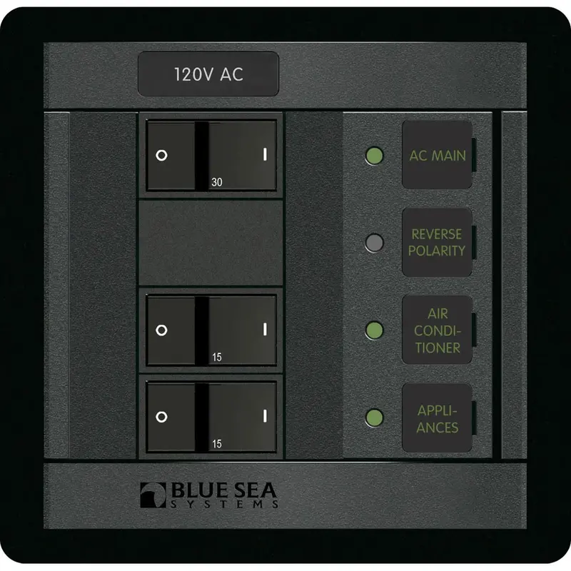 Blue Sea 120V Ac Compact Panel – Main + 2 Circuit Positions [1214] 1