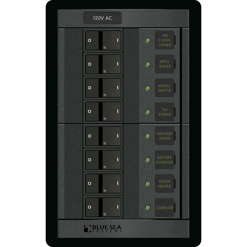 Blue Sea Systems 1228 Ac Main Distribution Panel: 120V, 8-Circuit 1