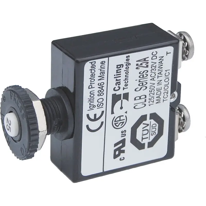Blue Sea Systems 25A Push-To-Reset Screw-Terminal Circuit Breaker – Resettable Overcurrent Protector 1