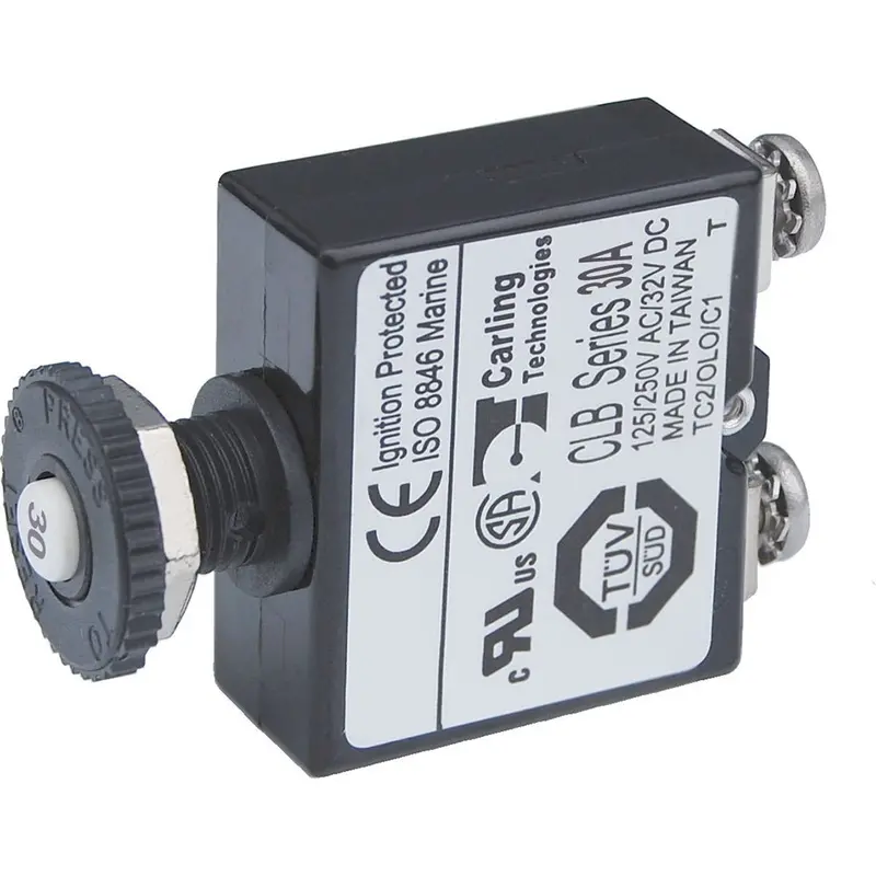 Blue Sea Systems 30A Push-To-Reset Screw-Terminal Circuit Breaker – Compact Dc Safety Switch 1