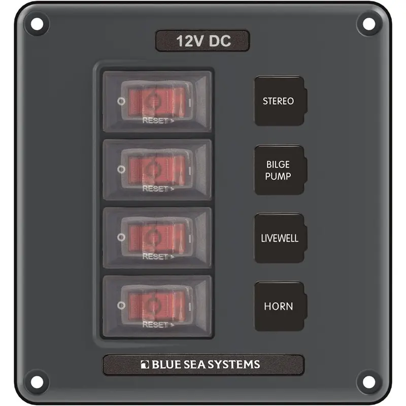 Blue Sea Systems 4-Position Gray Circuit Breaker Panel Model 4320 1