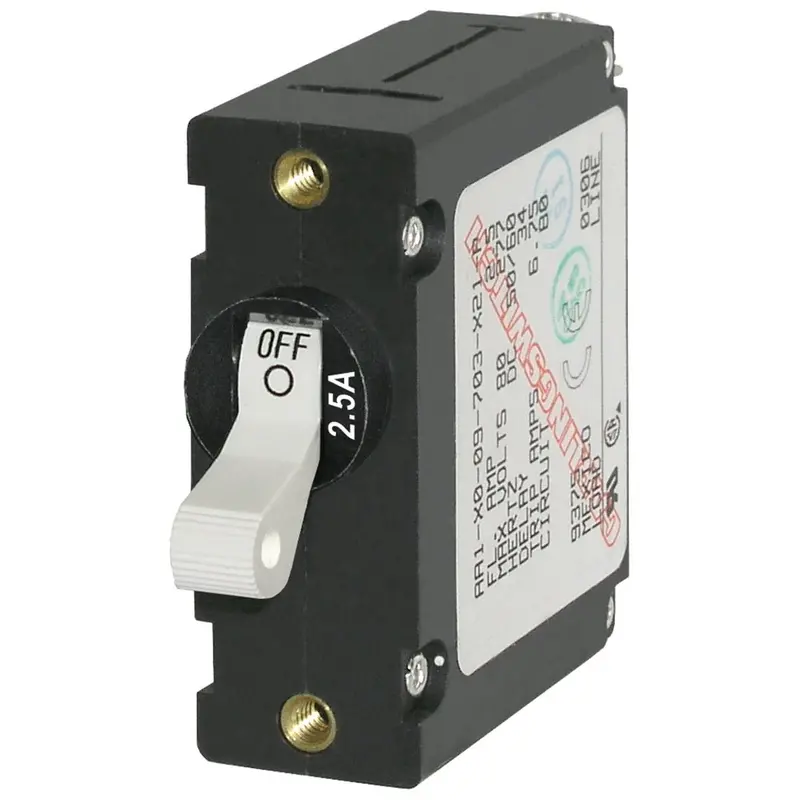 Blue Sea Systems 7197 A-Series 2.5A Single-Pole White Toggle Circuit Breaker 1