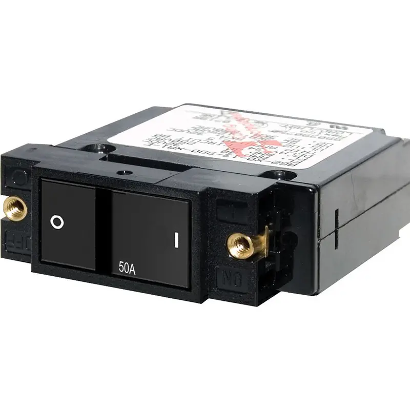 Blue Sea Systems 7408 Small-Case Flat Rocker Circuit Breaker: 50A, Single Pole 1