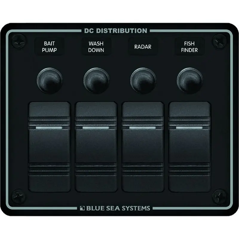 Blue Sea Waterproof 4-Position Black Horizontal Mount Panel – Model 8372 1