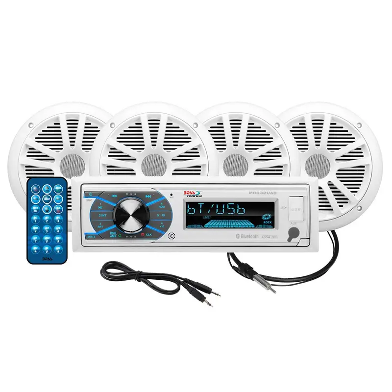 Boss Audio Mck632Wb.64 Marine Stereo + Dual 6.5-Inch Speaker Kit – White 1