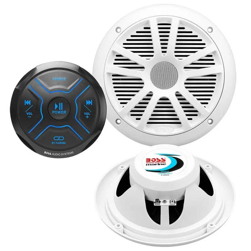 Boss Audio Mg150W.6 Marine Audio Package: Amplifier, Mgr150B Remote, And Two Mr6W Speakers 1