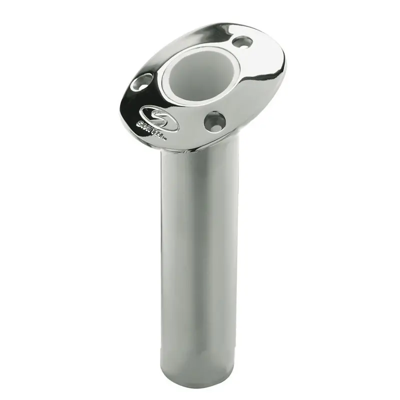 C.E. Smith Flush-Mount Stainless Steel Rod Holder – 15° Angle, 9" Depth, Cast Gimbal With White Vinyl Liner 1