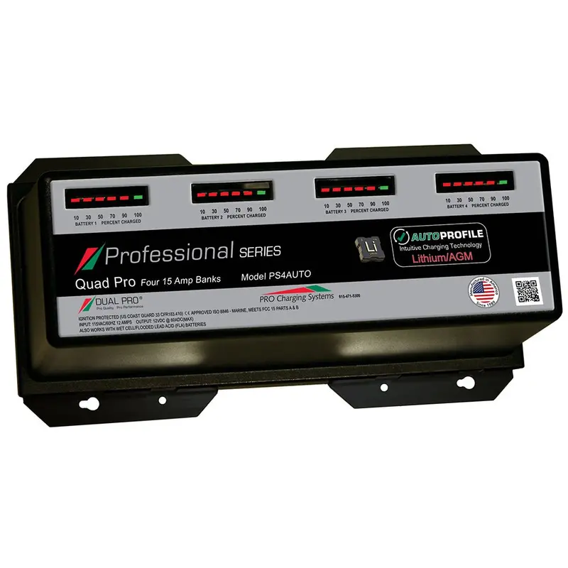 Dual Pro Ps4 Auto Battery Charger – 4-Bank 15A Lithium & Agm Smart Charger [Ps4Auto] 1