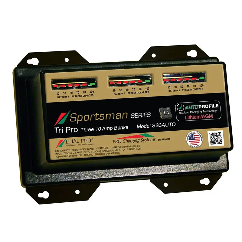 Dual Pro Ss3 Auto Battery Charger – 3-Bank 30A Lithium And Agm Charging System [Ss3Auto] 1