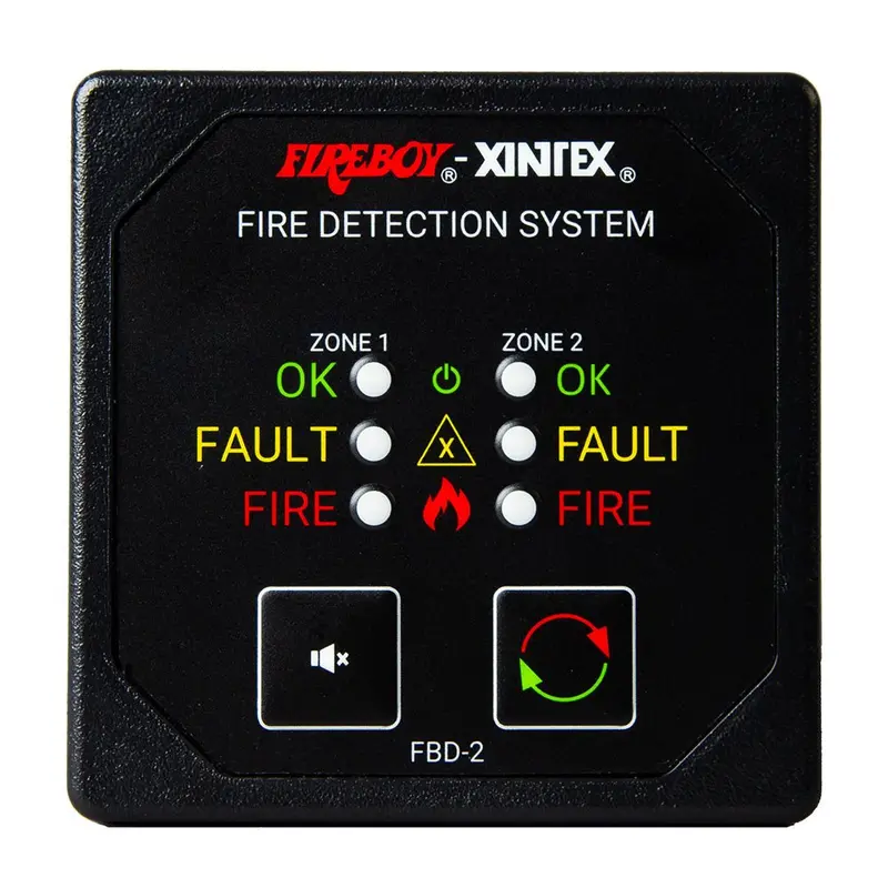 Fireboy-Xintex Dual-Zone Fire Detection Alarm Panel – 2.625-Inch Display, 12/24V Dc Powered 1