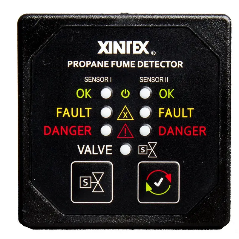 Fireboy-Xintex Propane Fume Detector – Dual Plastic Sensors, No Solenoid, Square Black Bezel [P-2Bnv-R] 1