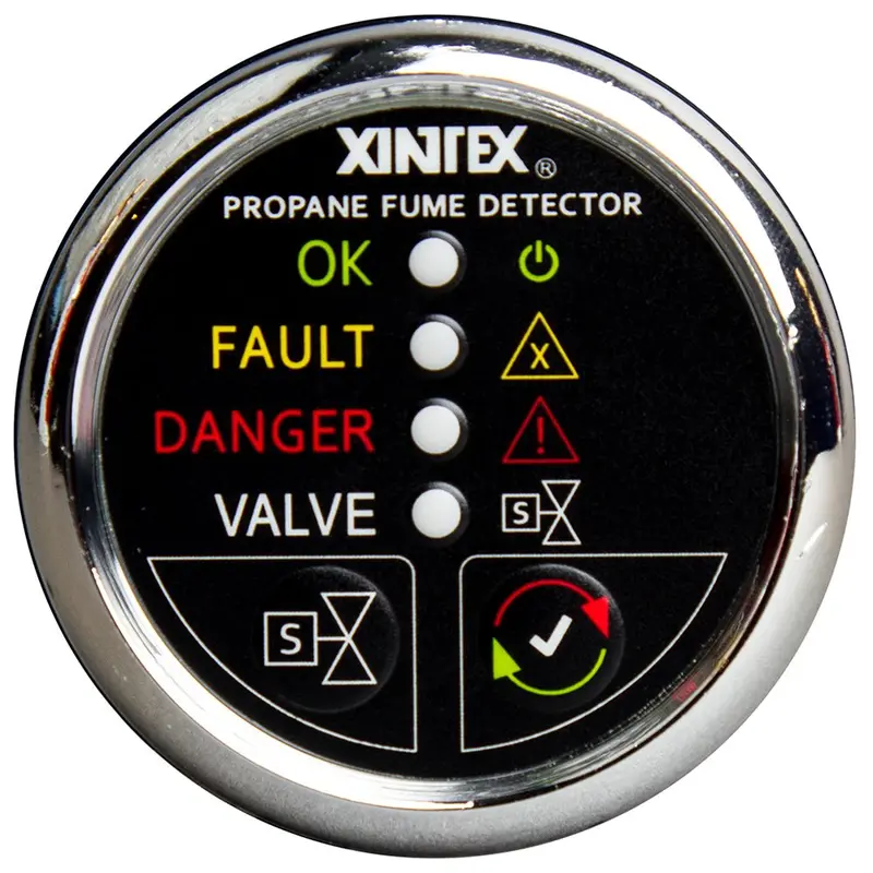 Fireboy-Xintex Propane Fume Detector With Auto Shut-Off, Plastic Sensor, No Solenoid – Chrome Bezel [P-1Cnv-R] 1
