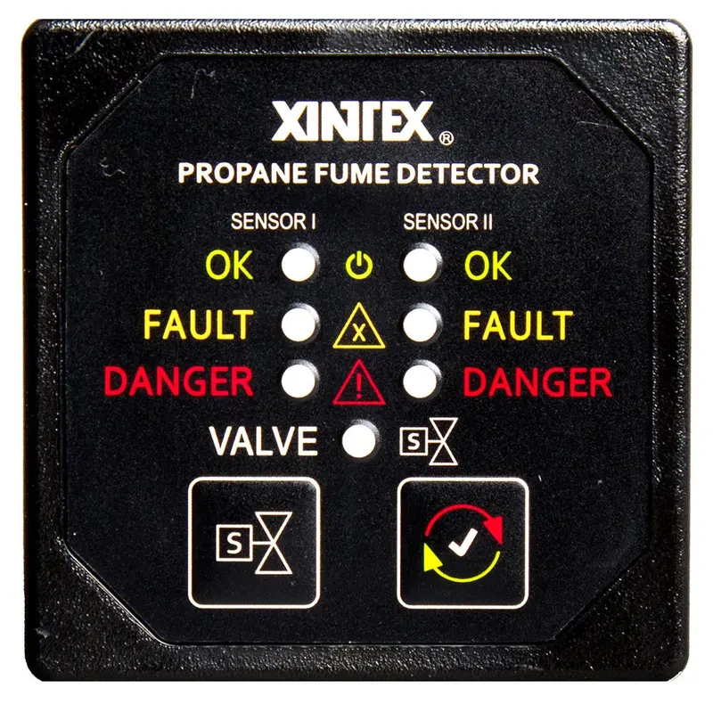 Fireboy-Xintex Propane Fume Detector With Solenoid Valve And Dual Plastic Sensors – Square Black Bezel [P-2Bs-R] 1