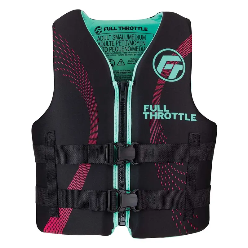 Full Throttle Adult Rapid-Dry Life Jacket – S/M, Aqua/Black Color Scheme 1