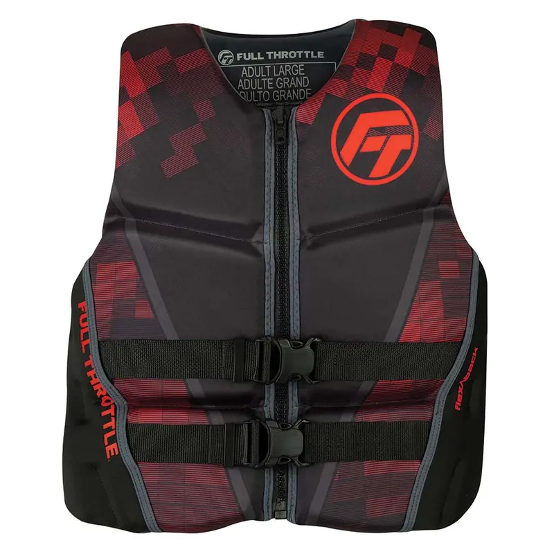 Full Throttle Men’S Rapid-Dry Flex-Back Life Vest – Large, Black/Red [142500-100-040-22] 1