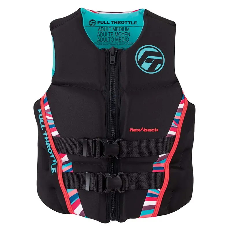 Full Throttle Women’S Rapid-Dry Flex-Back Life Vest – Extra-Small, Pink/Black 1