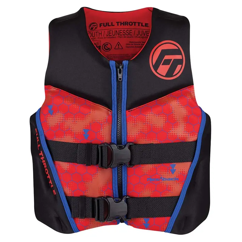Full Throttle Youth Rapid-Dry Flex-Back Pfd – Red/Black Color Option 1