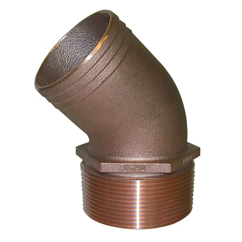 Groco Bronze 45° Reducing Elbow: 1.25-Inch Npt Pipe To 1.25-Inch Hose 1