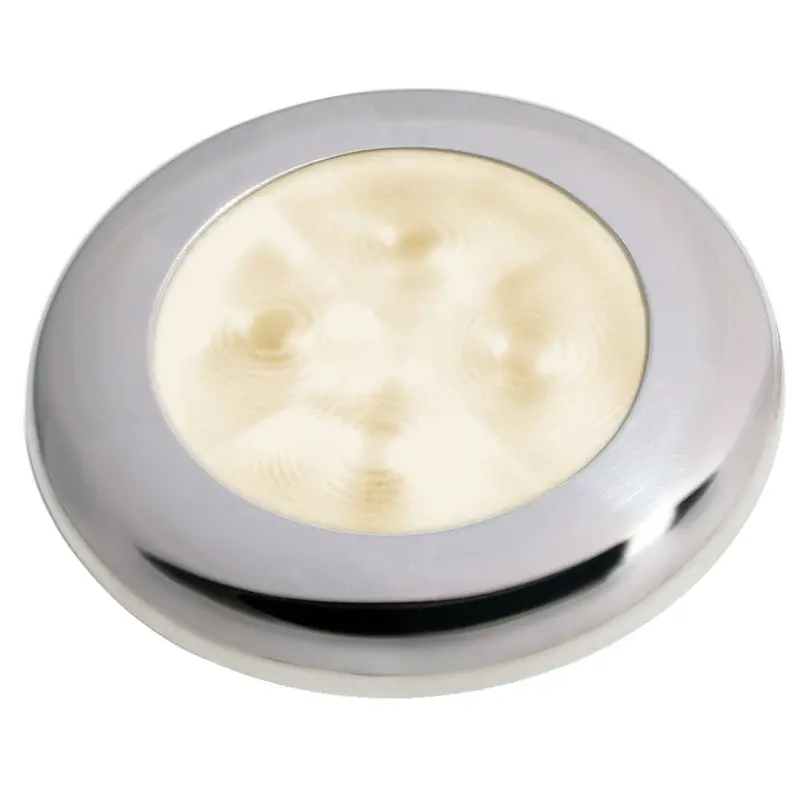 Hella Marine 12V Slim-Line Enhanced-Brightness Round Courtesy Lamp – Warm White Led, Stainless Steel Bezel [980500721] 1