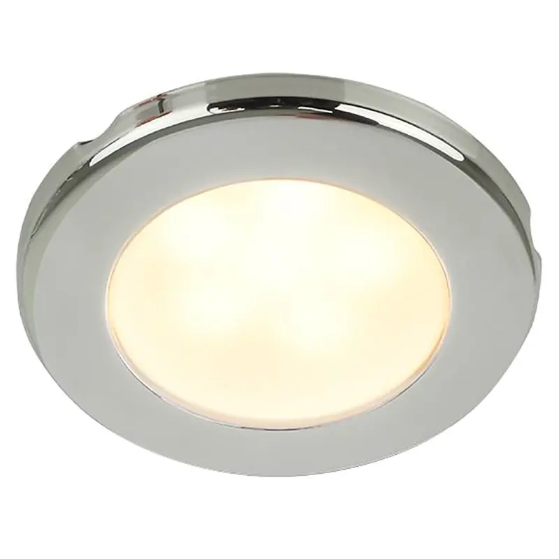 Hella Marine Euroled 75 Screw-Mount Downlight – 3-Inch Round, Warm White Led, Stainless Steel Rim, 12V 1