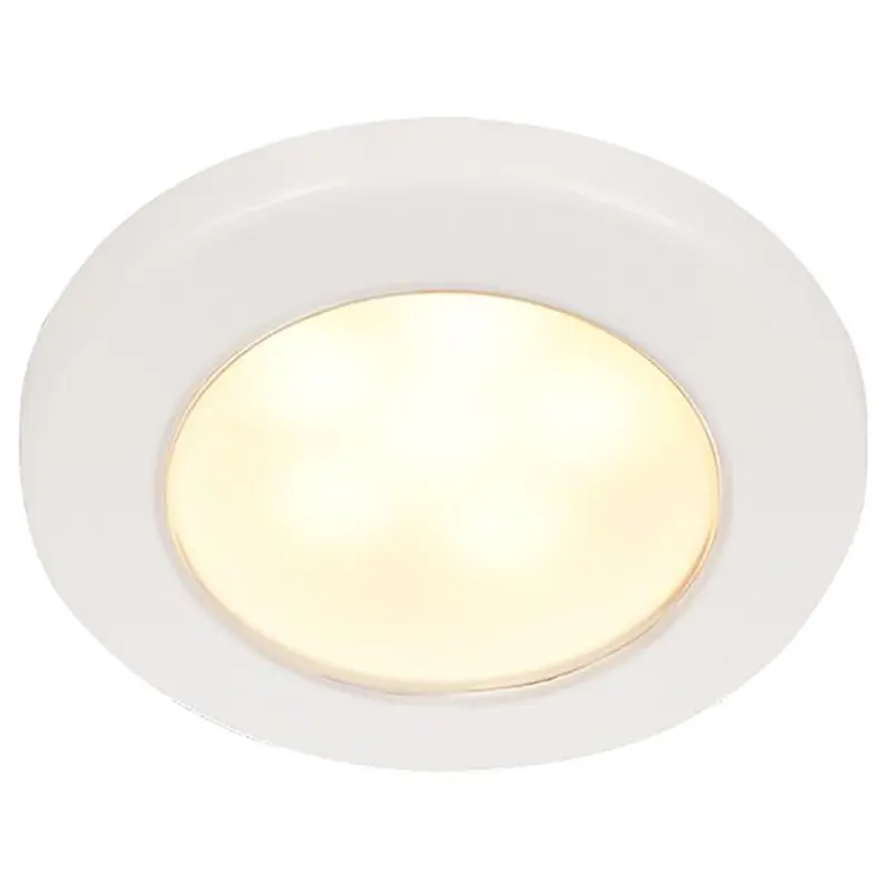 Hella Marine Euroled 75 Screw-Mount Downlight – 3-Inch Round, Warm White Led, White Plastic Rim, 12V 1