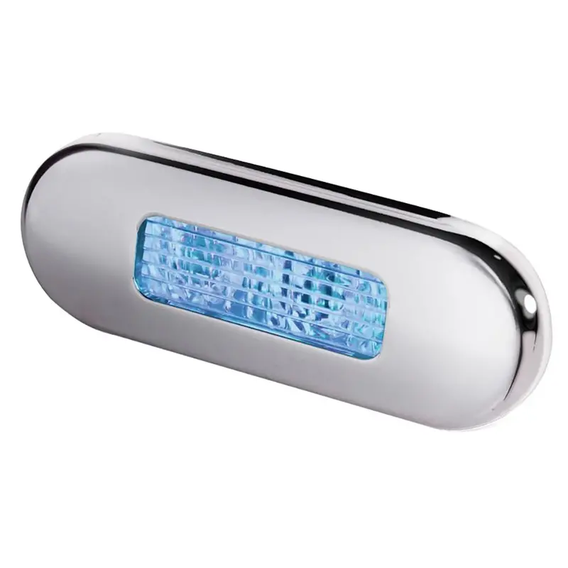 Hella Marine Surface-Mount Oblong Led Courtesy Lamp – Blue Light, Stainless Steel Trim 1