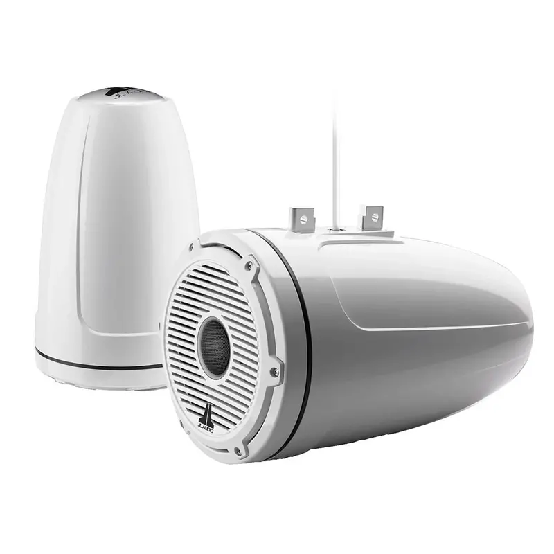 Jl Audio M6-880Etxv3-Gw-C-Gwgw 8.8" Enclosed Tower Coaxial System With Gloss White Classic Grille & Black Tweeter Mesh 1