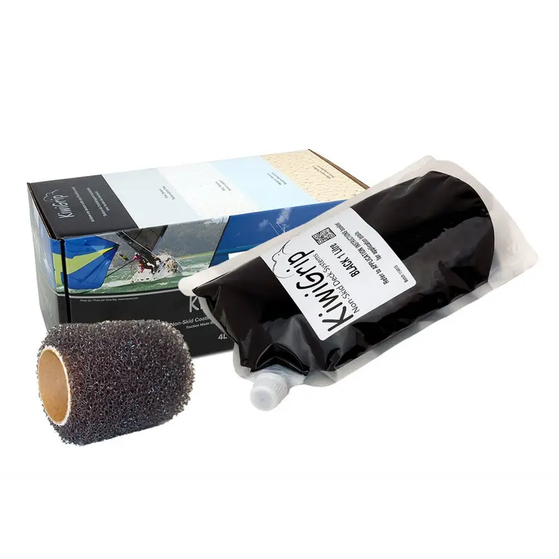 Kiwigrip 1-Liter Non-Skid Deck Coating – Black With 4" Roller [Kg-1Bk-Pr] 1