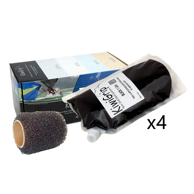 Kiwigrip 4-Liter Non-Skid Coating Kit – Black, Includes 4" Roller [Kg-4Bk-Pr] 1