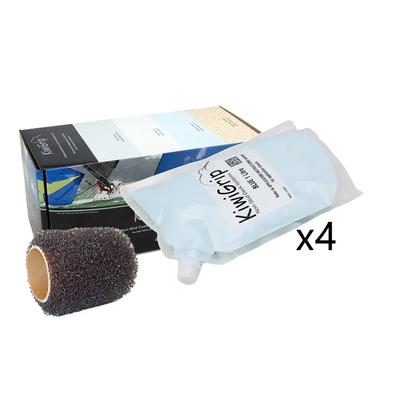 Kiwigrip 4-Part Non-Skid Coating Kit – Blue, Includes 1L Pouches & 4-Inch Roller 1