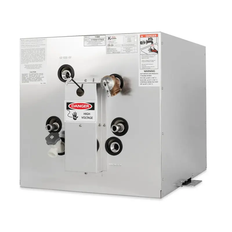 Kuuma 11-Gallon Electric Water Heater – 240V Dual-Leg (L1/L2), Front Heat Exchanger, Side-Mount Installation 1