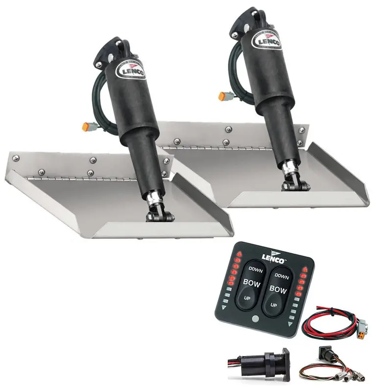 Lenco 9" × 12" Edge-Mount Trim Tab Kit With Led-Illuminated Rocker Switch 1