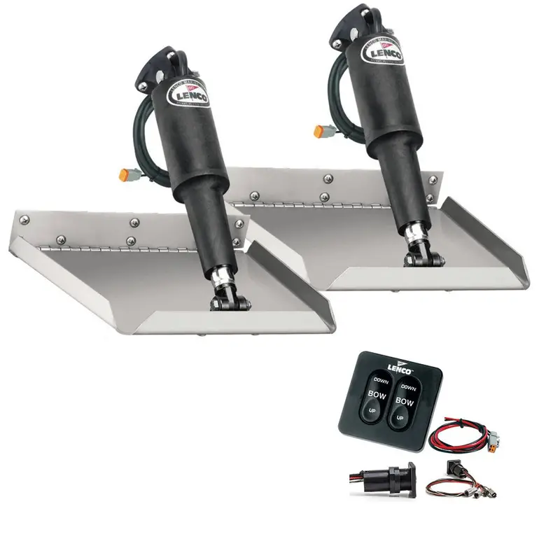 Lenco 9" × 9" Edgemount Trim Tab Kit With Standard Tactile Switch – 12V 1