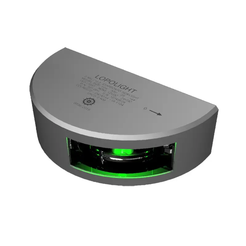 Lopolight 301-001 Starboard Sidelight — 2Nm Range, Vertical Mount, Green Led, Silver Housing 1