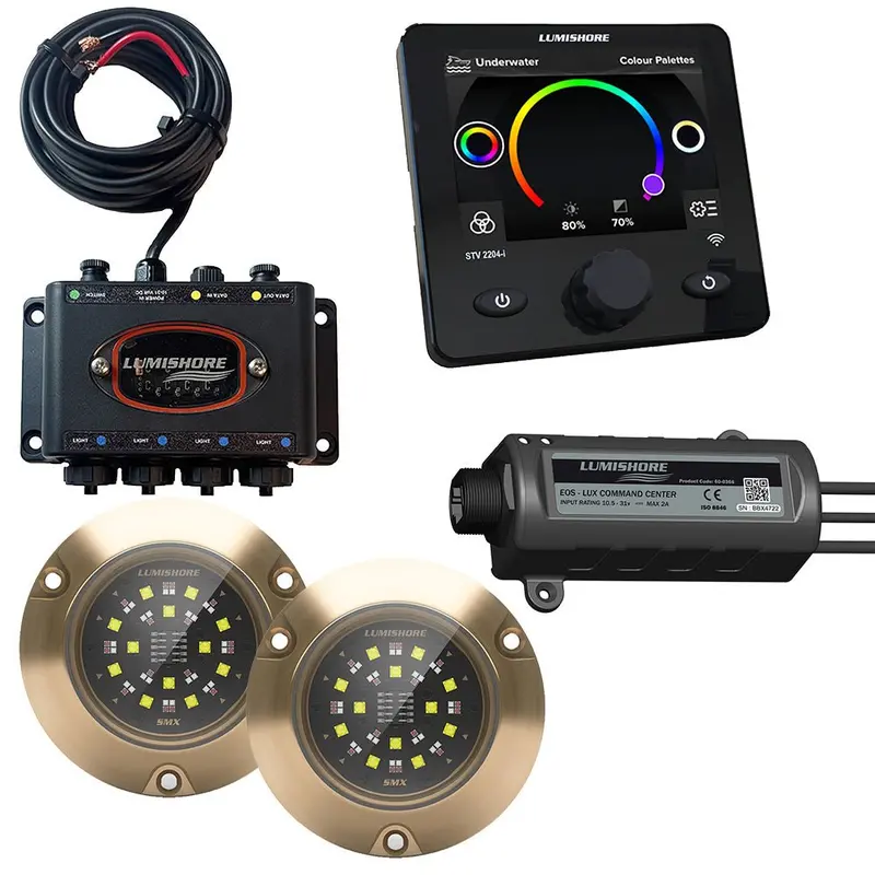 Lumishore Lux Smx154 Underwater Lighting Package – 2 Lights, Hub, Lux Command Center & Display 1
