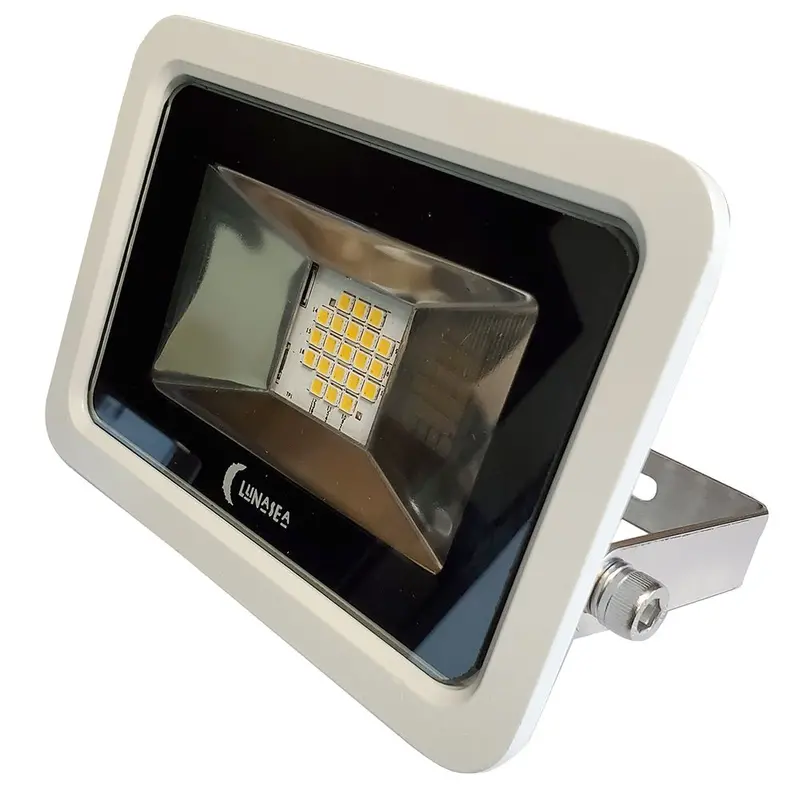 Lunasea 10W Slimline Ac Led Floodlight – 120V, Cool White, 1200 Lumens, 3-Foot Cord, White Housing 1