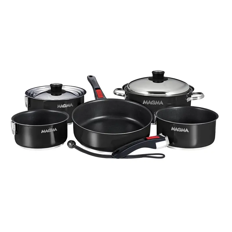 Magma Jet Black Nestable Induction Cookware Set – 10-Piece Non-Stick Enamel Finish [A10-366-Jb-2-In] 1
