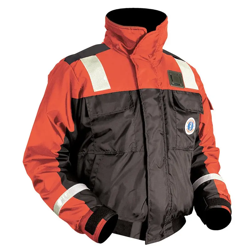 Mustang Classic Orange-Black Flotation Bomber Jacket With Reflective Tape – Medium (Model Mj6214T1-33-M-206) 1