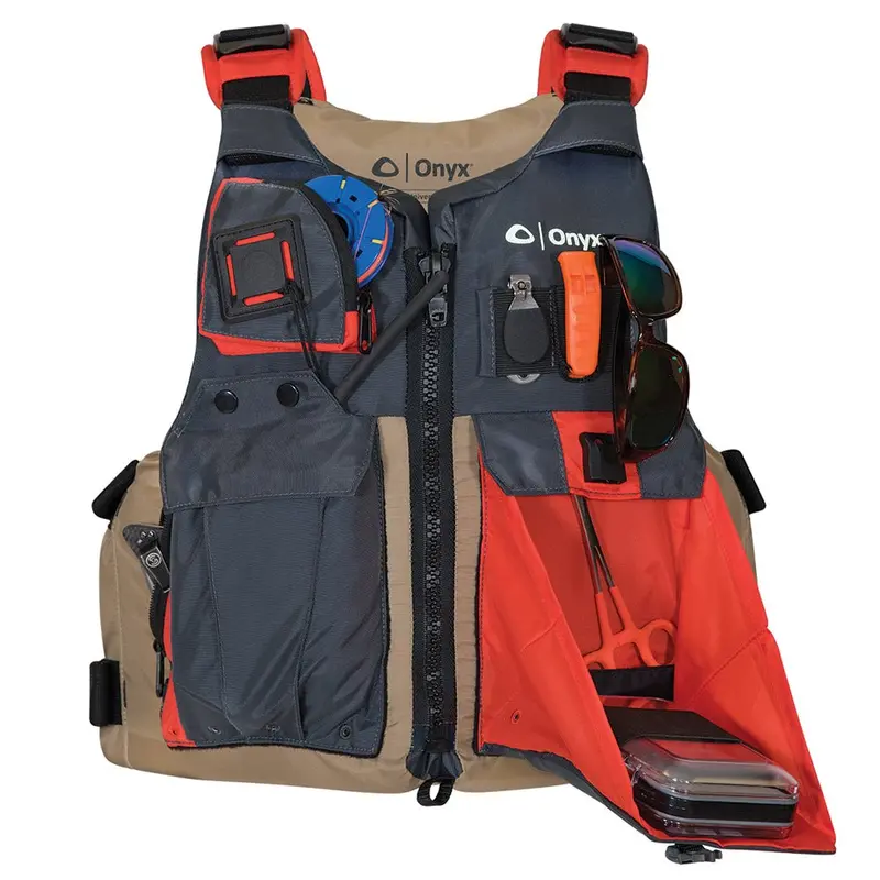 Onyx 121700-706-005-17 Adult Oversized Kayak Fishing Life Vest In Tan/Grey 1
