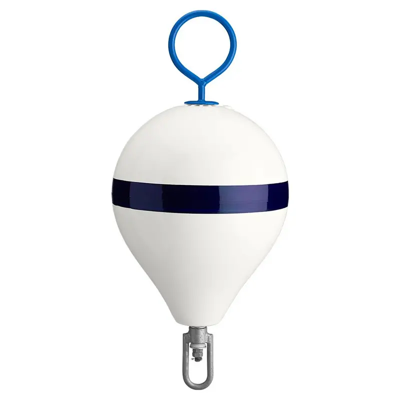 Polyform Cm-2 White Mooring Buoy With Blue Stripe – 13.5" Diameter And Galvanized Iron Core, Model Cm-2 Wht W/Str 1