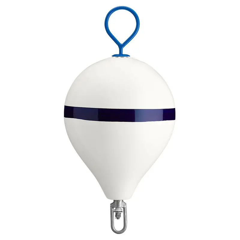 Polyform Cm-Series 17" Mooring Buoy With Galvanized Core – White Body With Blue Stripe (Cm-3) 1