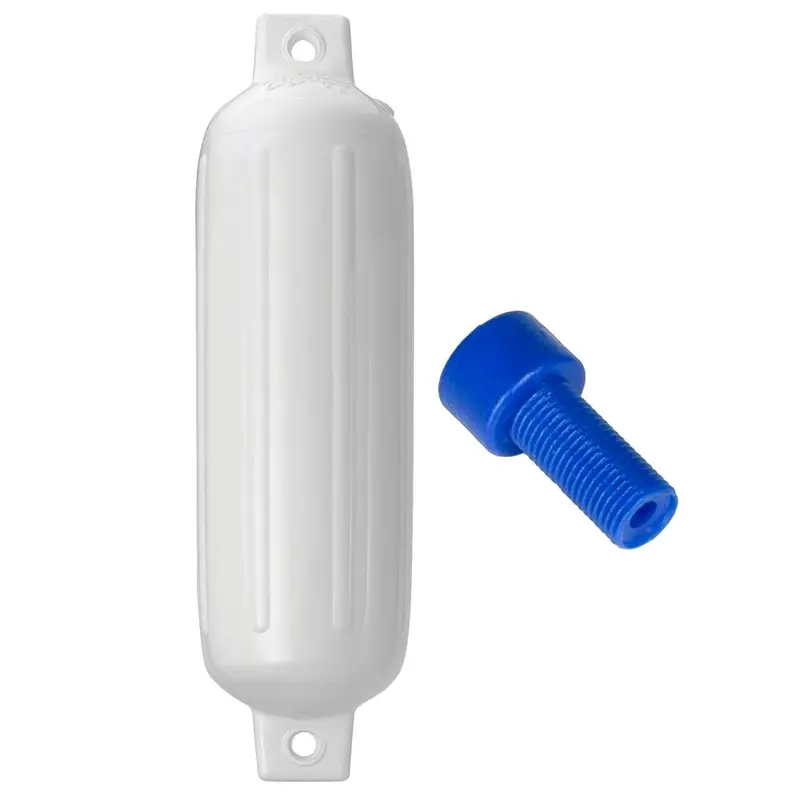 Polyform G-3 Twin-Eye Marine Fender – 5.5" × 19", White With Integrated Air Adapter 1