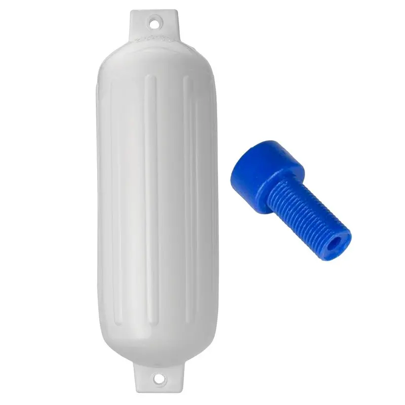 Polyform G-5 Twin-Eye Boat Fender – 8.8" X 26.8", White With Air Adapter 1