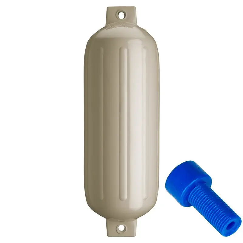 Polyform G-5 Twin-Eye Marine Fender – 8.8" X 26.8", Sand Color With Integrated Air Adapter 1